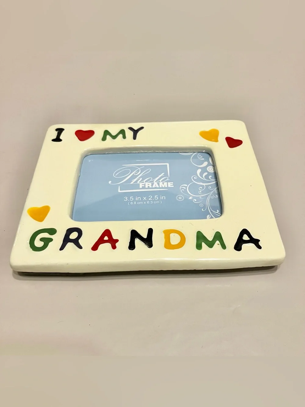 Vintage 90s Ceramic I LOVE MY‎ GRANDMA Photo Picture Frame 3.5 x 2.5